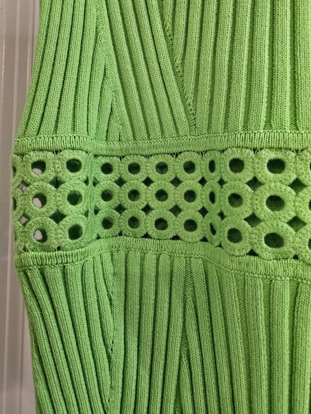 House of Harlow 1960 Ribbed Knit Crochet Midi Dress - Lime Green - Picture 4 of 9